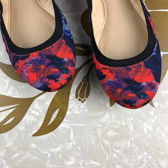 BCBGeneration Red Blue Black Abstract Moneli Ballet Flat Slip On Round Toe Shoes - Picture 4 of 11
